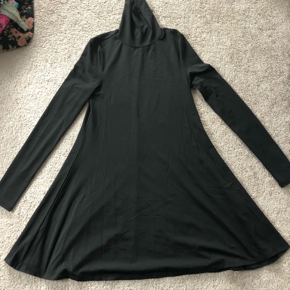 Black spandex long sleeve turtleneck dress